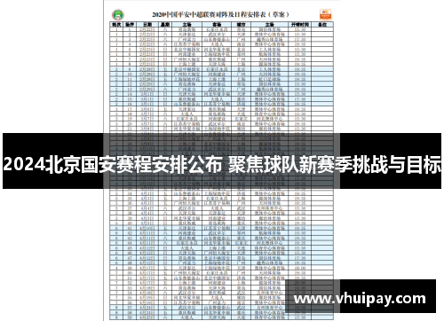 2024北京国安赛程安排公布 聚焦球队新赛季挑战与目标